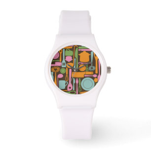 Montre Motif 3 d'ustensiles de cuisine