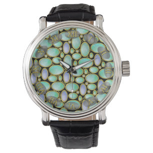 Montre Motif à chaînes pendant de broche opale