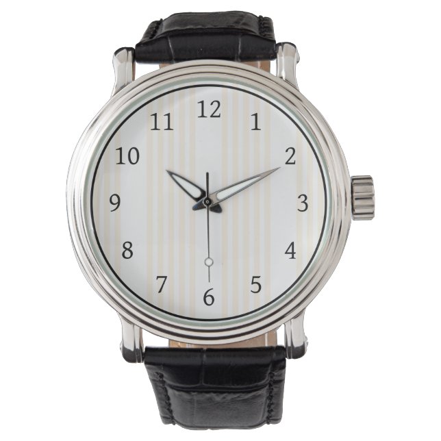 Montre Motif à cinq rayures beige et blanc (devant)