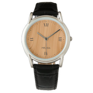 Montre Motif à grains de bois blond