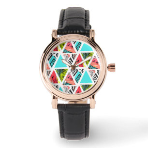 Montre Motif Abstrait tropical coloré