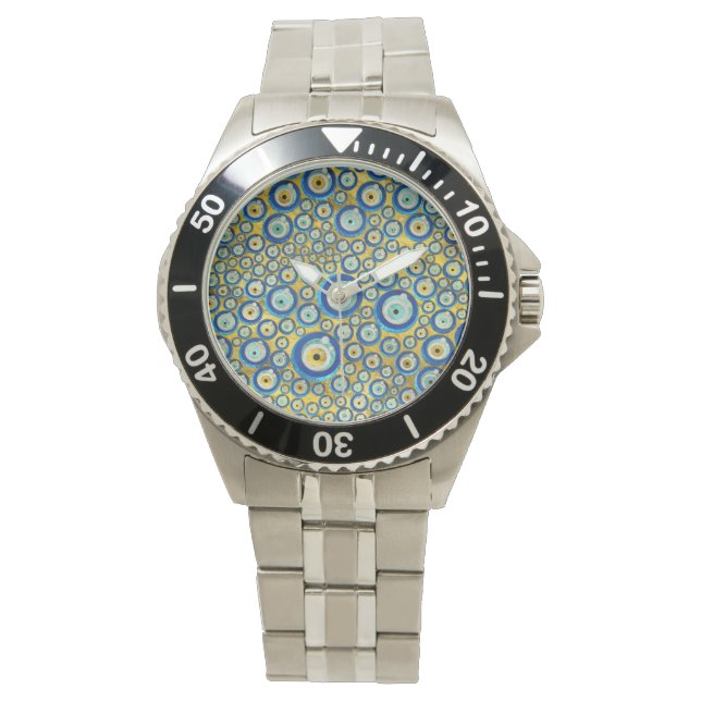 Montre Motif Amulet de l'oeil du diable bleu grec (devant)