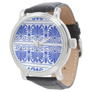 Montre Motif arabesque méditerranéen grec bleu