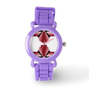 Montre Motif Art déco en rouge