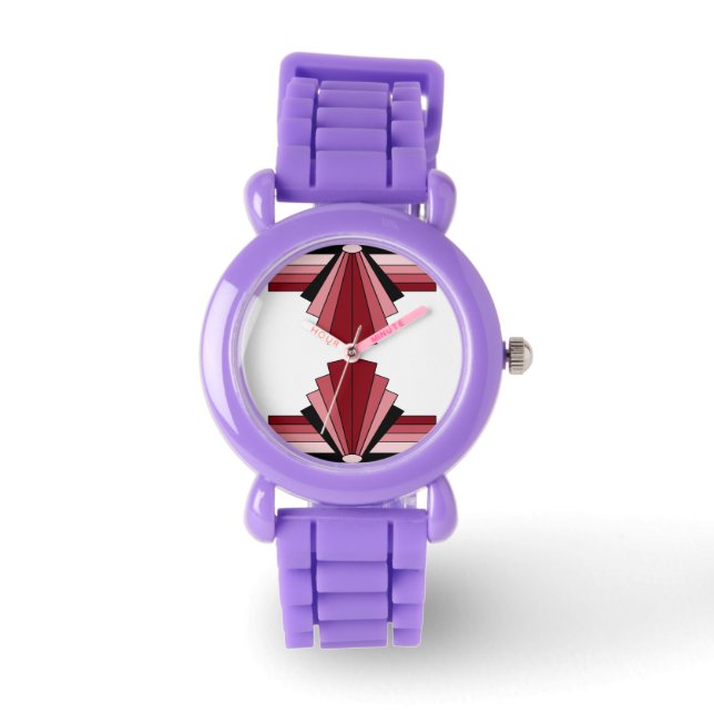 Montre Motif Art déco en rouge (Recto)