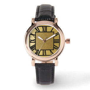 Montre Motif Art Déco, or brossé