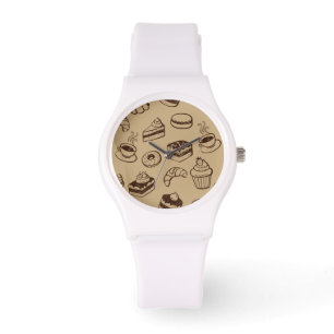 Montre Motif avec des gâteaux, des desserts et la