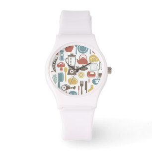 Montre Motif avec des icônes de cuisine