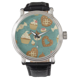 Montre Motif avec des petits gâteaux et des sucreries