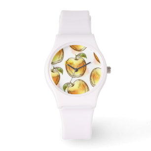 Montre Motif avec la pomme jaune