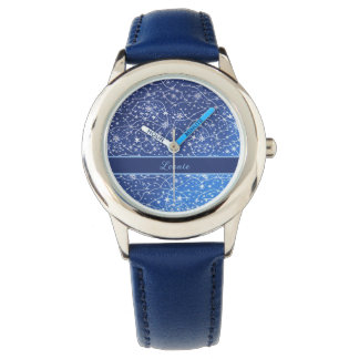 Montre Motif bleu avec des étoiles blanches