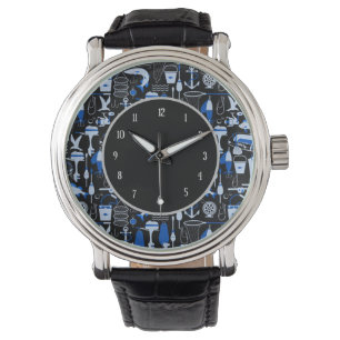 Montre Motif bleu de pêche