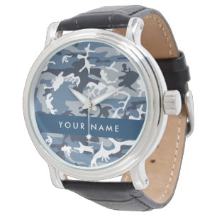 Montre Motif camouflage neige hivernale bleue Personnalis
