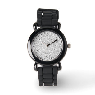 Montre Motif Cercles de Parties scintillant de diamants b