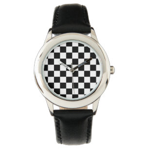 Montre Motif chèque noir et blanc