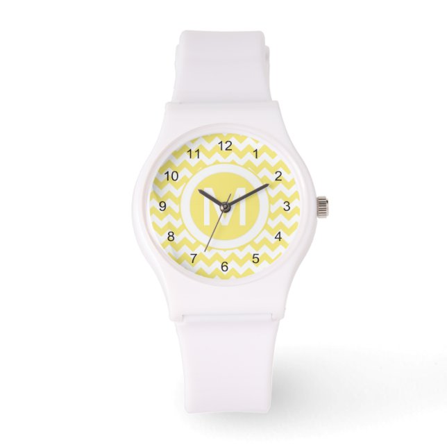 Montre Motif Chevron jaune or classique (Recto)