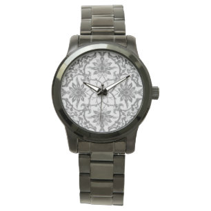 Montre Motif chinois Art nouveau - gris argenté