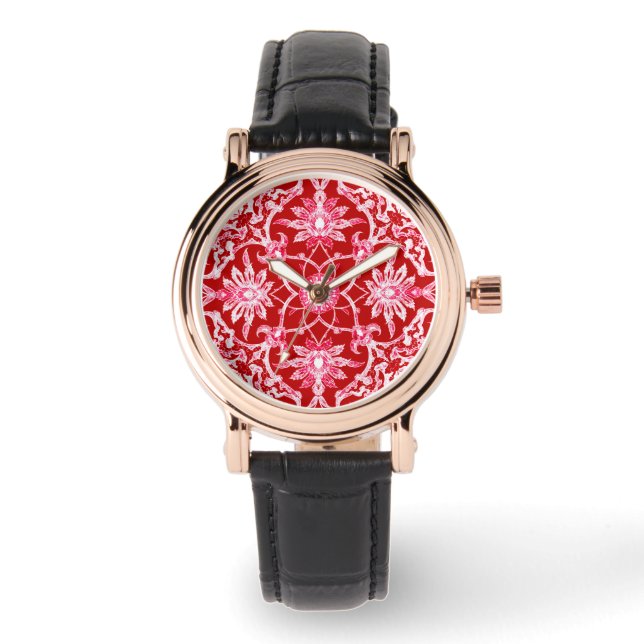 Montre Motif chinois Art Nouveau - Rouge profond (Recto)