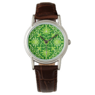 Montre Motif Chinois Art Nouveau - Vert Emeraude