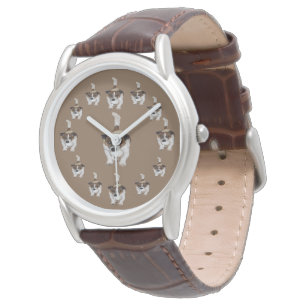 Montre Motif circulaire Fox Terrier, Mens Brown Watch