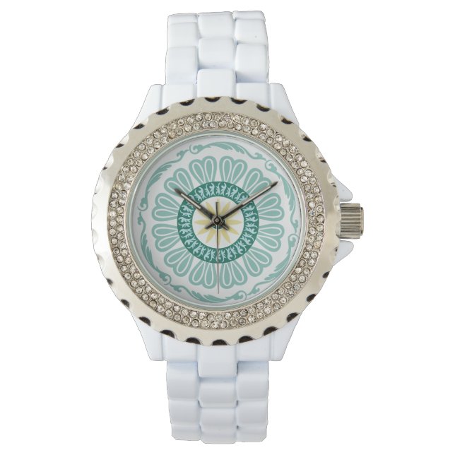 Montre motif circulaire symétrique de style rétro (devant)