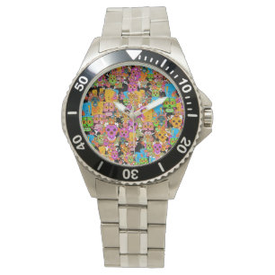 Montre Motif coloré de crânes de sucre