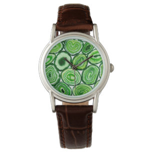 Montre Motif d'agate verte