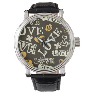 Montre Motif d'amour tiré à la main