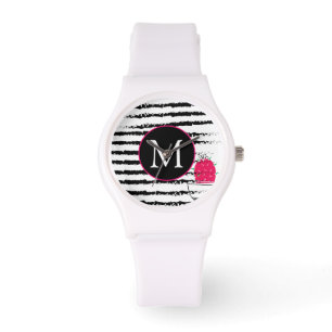 Montre Motif de cactus rose monogramme