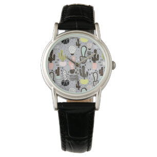 Montre Motif de cactus texturés à la main
