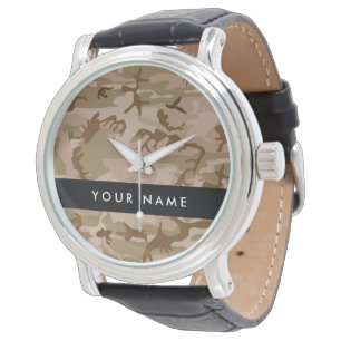 Montre Motif de camouflage du désert, Votre nom, Personna