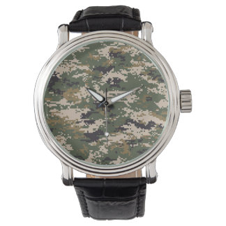 Montre Motif de camouflage numérique vert