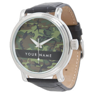 Montre Motif de camouflage vert, Votre nom, Personnaliser