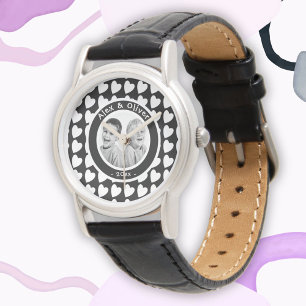 Montre Motif de coeur Famille Photo Fête des mères
