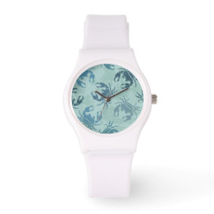 Montre Motif de colorant de cravate des crabes