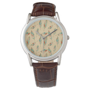 Montre Motif de corail de plume d'étape de Geo de