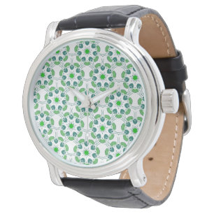 Montre Motif de feuille, motif de feuilles, feuilles vert