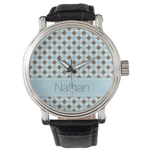 Montre Motif de Jacquard bleu et Brown élégant personnali