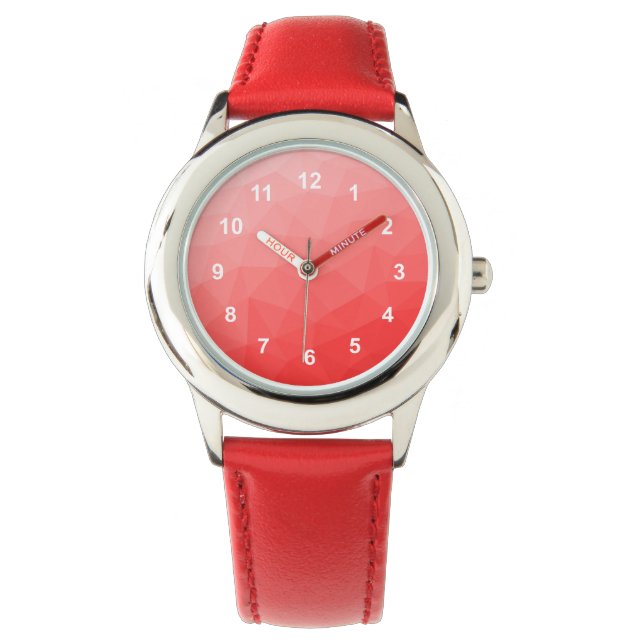 Montre Motif de maillage géométrique dégradé rouge (devant)