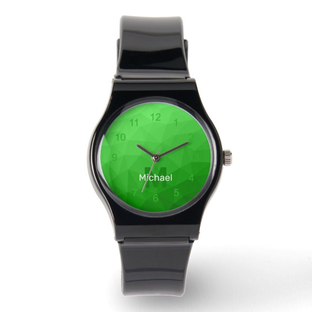 Montre Motif de maillage géométrique vert clair (Recto)
