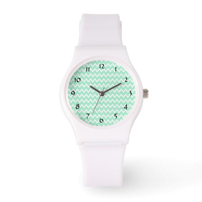 Montre Motif de menthe vert et blanc (Recto)