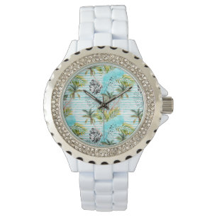 Montre Motif de palmier à aquarelle Abstrait