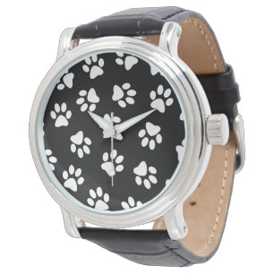 Montre Motif de pattes, pattes de chien, pattes blanches