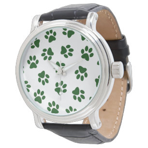 Montre Motif de pattes, pattes de chien, pattes vertes