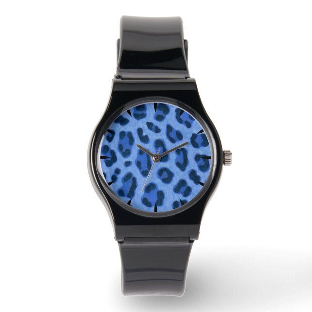 Montre Motif de peau Poster de animal léopard bleu (Recto)