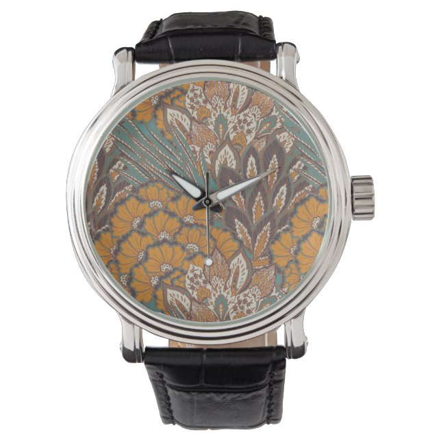 Montre Motif de plume de paon Abstrait (devant)