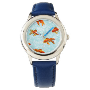 Montre Motif de poisson rouge (bleu)