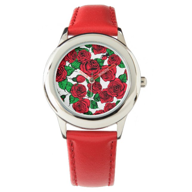 Montre Motif de roses rouges (devant)