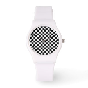 Montre motif de tableau de bord noir et blanc
