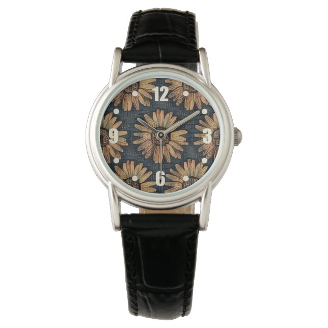 Montre Motif de tournesol artistique automne (devant)